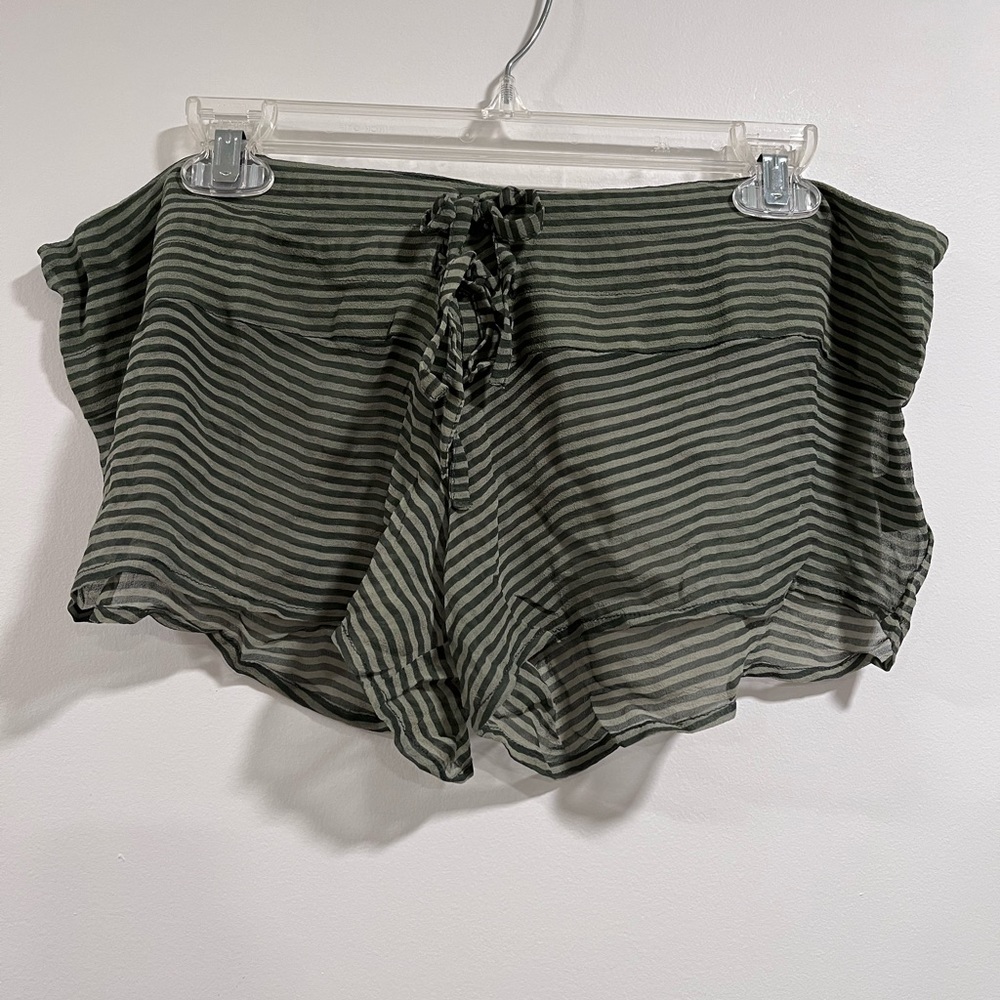 Mikoh Swimwear Sheer Green Striped 100% Silk Shorts size 2 Medium New w/o Tags